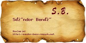 Sándor Benő névjegykártya